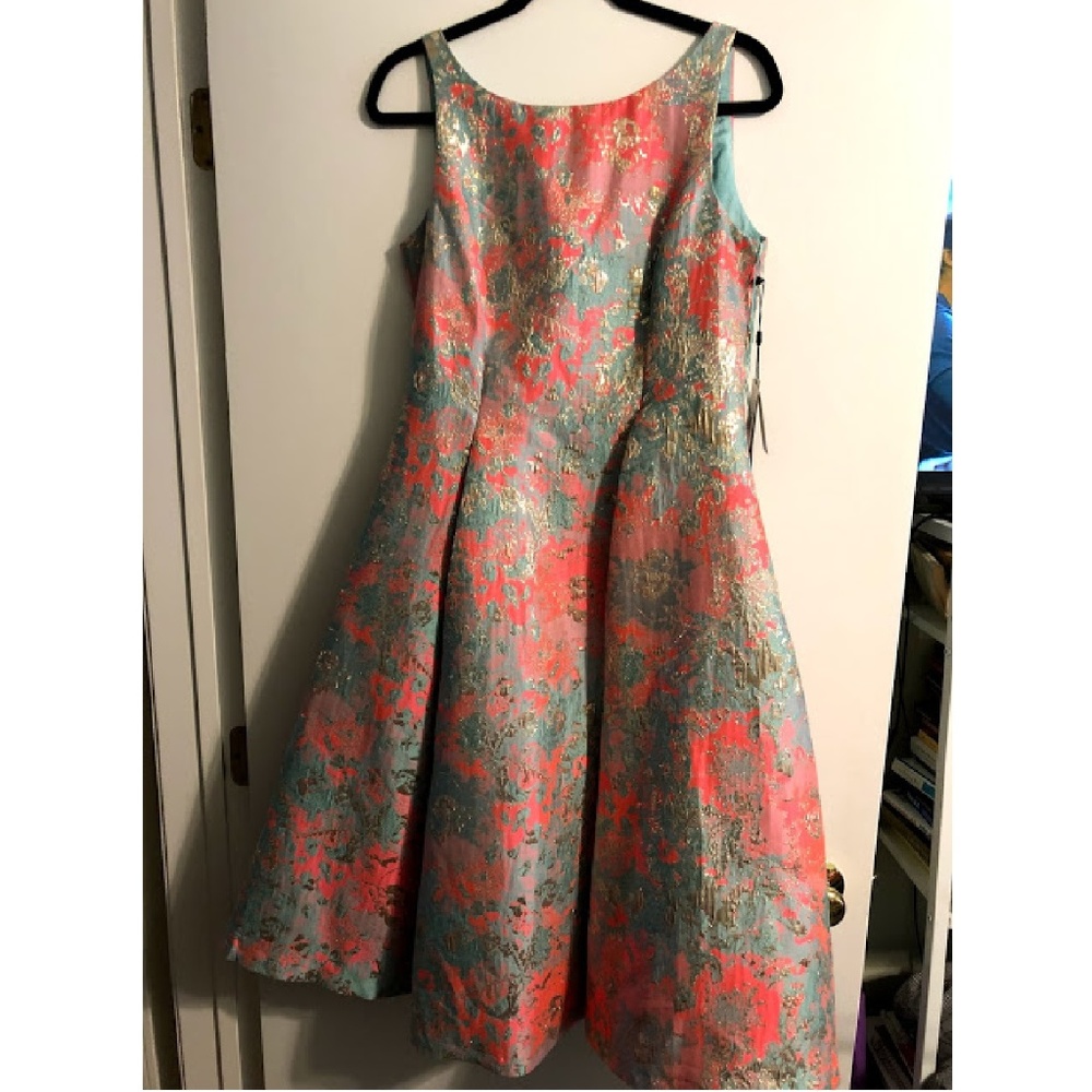 Colorful Midi Sleeveless Jacquard Party Dress